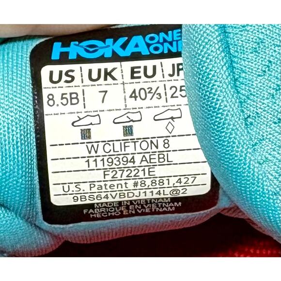 Hoka One One Clifton 8 Women's Size 8.5B Teal 1119394 Athletic Running Shoes - Picture 10 of 11